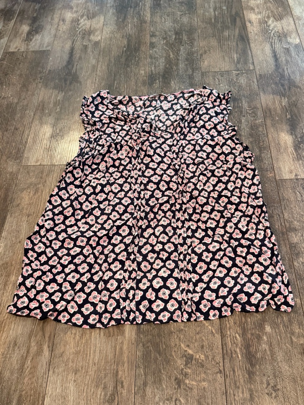 Boden Black A-Line Skirt with Pink Floral Print